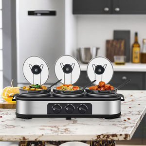 <span class=keywords><strong>Mijoteuse</strong></span> <span class=keywords><strong>Triple</strong></span> 4.5 Quarts avec Température Réglable à 3 Niveaux, Couvercle en Verre, pour Serveurs de Petit-Déjeuner, Sous Vid, Passe au Lave-Vaisselle - Product Image 5