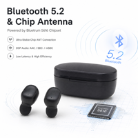 Écouteurs TWS BT Mini Earbud V5.2 ANT avec étui de charge, longue durée de vie de la batterie, écouteurs pour le sport/le téléphone/les déplacements OEM/ODM