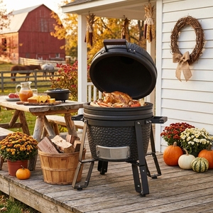 Auplex <span class=keywords><strong>Epicure</strong></span> Serie 16 Zoll Keramik Kamado Holzkohlegrill Tragbarer Smoker BBQ für Outdoor-Picknick - Product Image 1