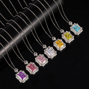 Collier pour femme en argent plaqué, pendentif fleur de glace, zircon multicolore, version haut de gamme - Product Image 6