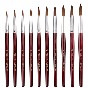 Ensemble de 9 pinceaux à ongles en poils de Kolinsky pour acrylique 2 # -20 #   Outils de manucure professionnels avec manche en bois rouge pour peinture, dessin et extension de gel - Product Image 4