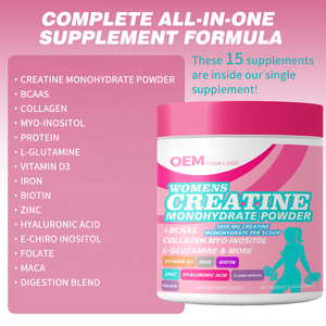 Suplemento Dietético en Polvo de Creatina Monohidrato con Mioinositol, Biotina y Colágeno para Mujeres, Marca Privada OEM - Product Image 2