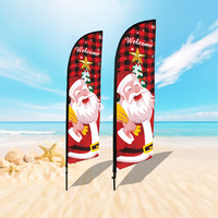 Drapeau de plage de Noël extérieur sur mesure (bannières en forme de P) - Tissu tricoté warp-knit, mât en alliage d'aluminium avec bases robustes
