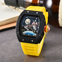 Montre de luxe pour homme 8122, boîtier carré en alliage personnalisé, cadran style spatial avec design ajouré, logo de marque personnalisable