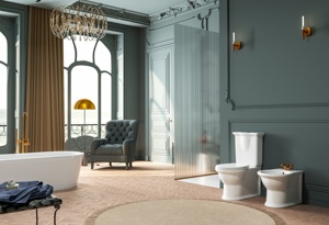 Toilettes de style <span class=keywords><strong>rétro</strong></span> en céramique <span class=keywords><strong>WC</strong></span> Pan Deux pièces Toilettes sanitaires Toilettes classiques sans rebord pour salle de bain - Product Image 4