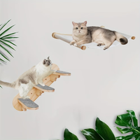 Tangga Kucing Kayu untuk Luar Ruangan, Pohon Kucing Kayu, Rak Dinding Mainan Kucing & Hammock Kucing Indoor untuk Penggunaan di Rumah