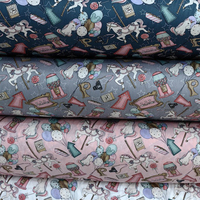 Tissu Sergé Tissé 100% Coton pour Drap de Lit Bébé, Motif Animaux et Fleurs Mignons, Respirant et Léger, Idéal pour la Confection de Chemises - Vente en Gros Usine