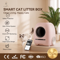 Kotak Pasir Kucing Otomatis Pintar 72L Kapasitas Besar Kontrol APP Penghilang Bau Toilet Pintar Multi Kucing Hewan Peliharaan Dalam Ruangan OEM