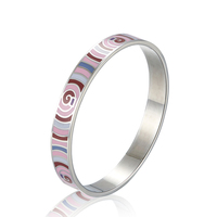 Bracelet émaillé personnalisé en acier inoxydable, vente en gros, plaqué argent,