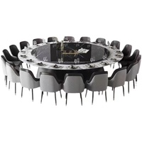 Table à manger d'hôtel, grande table ronde en marbre, table en marbre électrique, restaurant pour 20 personnes, villa, club, restaurant rond moderne