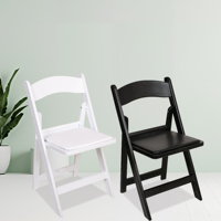 Coussin de siège blanc chaise pliante en résine mobilier d'extérieur pour événement