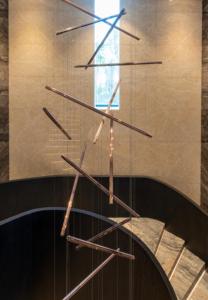 עיצוב פשוט ליניארי תליון אור פלדה ארוך מינימליסטי מושעה נברשת stair מודרני מפואר - Product Image 3