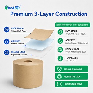 Papel Kraft Autoadhesivo en Rollo Jumbo, Etiquetas de Embalaje con Pegamento Termofusible - Product Image 3