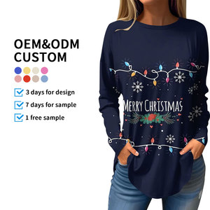 Custom Print Casual <strong>T</strong>-<strong>shirt</strong> for <strong>Christmas</strong> <strong>Long</strong> <strong>Sleeve</strong> <strong>Shirt</strong> O-Neck Women 3D Printing <strong>T</strong> <strong>Shirt</strong> for Autumn Winter - Product Image 1
