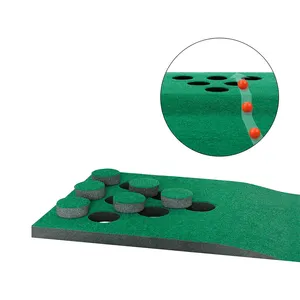 12 lubang Set permainan tikar Golf dengan tikar hijau putter latihan untuk dalam/luar ruangan permainan pendek kantor pesta atau penggunaan halaman belakang