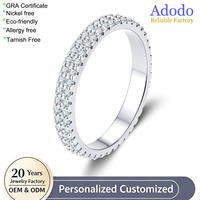Bagues d'éternité double rangée en moissanite GRA VVS1 pavée, en argent sterling 925 plaqué platine, bijoux de fiançailles pour femme