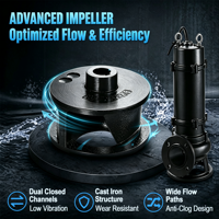 Pompe submersible pour eaux usées 40WQ7-5-0.37, 0.37kW-550kW, avec agitateur, robuste, pour eaux usées industrielles, service OEM