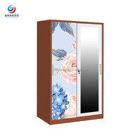 Armoire de chambre minimaliste en acier, penderie autoportante en métal avec miroir, grand espace de suspension pour vêtements, idéale pour écoles et hôpitaux