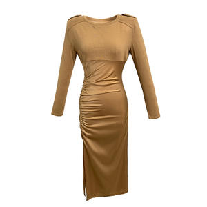 ZYHT-vestido de retales de satén caqui para mujer, <span class=keywords><strong>vestidos</strong></span> informales elegantes, envío rápido, novedad de primavera 5241 - Product Image 6