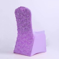 Housses de chaise de mariage en gros, type rosette, pour banquets et événements, en polyester et spandex, avec motif floral sur le dossier et les pieds, pour mariages et autres événements