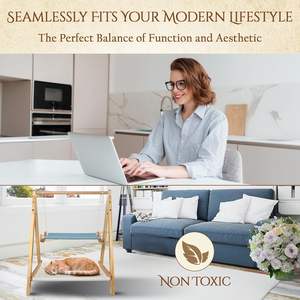 2 שכבות ערסל לחתול מיטה מוגבהט עץ מחמד עץ קומתיים עם סדינים רכים למיטת חתול פנימי - Product Image 5