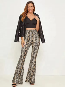 Women's High Waist Fashion Flared <b>Trousers</b> <b>Snake</b> <b>Print</b> Woven Flare Pants Large Size Elastic Decoration Loose Colorful for Autumn - Product Image 4