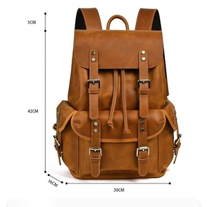 Genuine <b>Leather</b> <b>Backpack</b> Men <b>Large</b> Capacity 36-55L Outdoor Travel Business Use Solid Color Crazy Horse <b>Leather</b> - Product Image 4
