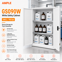 Gabinete de Almacenamiento de Productos Químicos Peligrosos, 340L, 90 Galones, Acero Blanco, Doble Puerta, Gabinete de Seguridad para Laboratorio y Almacén, Suministro B2B