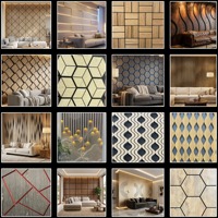 Panneau acoustique à motif géométrique en forme d'éventail, 600x600mm, placage reconstitué, tuile murale insonorisante