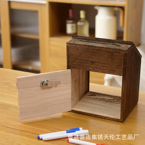Buzón de madera para exterior, buzón de sugerencias retro de madera con cerradura, decoración de pared, buzón de madera maciza, urna de votaciones independiente - Product Image 1