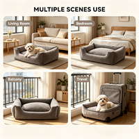 Canapé-lit de luxe pour animaux de compagnie, amovible et lavable, en peluche, motif uni, pour chiens et chats de taille moyenne/grande, usage intérieur