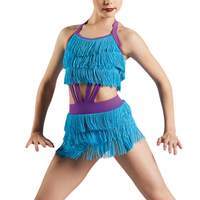 MiDee filles sexy costumes de danse du ventre adulte vibrant glands licou dos nu jupe courte cha cha robes vêtements de compétition latine