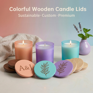 Couvercle de bougie en bois WeWood du Vietnam, couleur Pantone, finition mate, en pin peint, hermétique pour bougies parfumées - Product Image 1