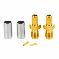 Vente directe d'usine, connecteur à sertir SMA femelle plaqué or pour câble RG58 RG142 RG223 LMR200 LMR195 RG400