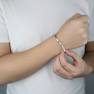 Nuevo logotipo personalizado de Italia, joyería de moda, brazalete, joyas, pulsera de eslabones, pulsera de moissanita de diamante negro de acero inoxidable para hombres - Product Image 6