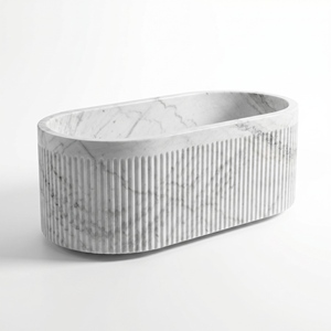 Baignoires ovales modernes sur mesure de luxe, exclusives en marbre Bianco Crown/Guangxi White, autoportantes pour salle de bain, villa, hôtel, maison - Product Image 2