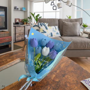 Idée cadeau créative personnalisée en gros 2025, fleurs de tulipe en laine crochetées à la main pour la fête des mères - Product Image 2