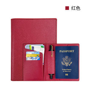 Custodia per passaporto in pelle Saffiano con Logo bianco personalizzato con inserto a penna copertina per passaporto a sublimazione moda - Product Image 3