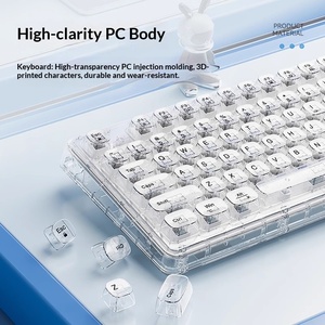 Transparent Crystal Wireless <b>Keyboard</b> Mouse Combo Ice Keycap Mute Mechanical Feeling <b>Keyboard</b> Set For Laptop Desktop - Product Image 5