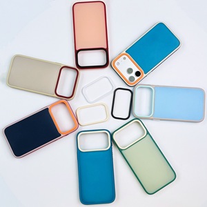 Coque de téléphone de luxe à trois couleurs contrastées et rainurée pour iPhone 17 16 15 Pro Max, avec bordure bicolore et design rainuré contrastant - Product Image 1