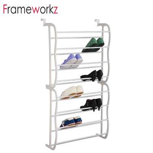 Easy Install <strong>Back</strong> Hanging Storage Organizer Over the Door Metal Shoe Display Rack Space-saving Shoe Rack - Product Image 2