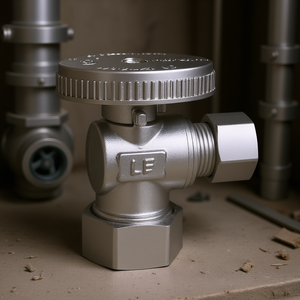 Robinet d'arrêt d'angle 1/2 po DN x 3/8 po DE à commande manuelle par compression pour systèmes d'eau - Product Image 2