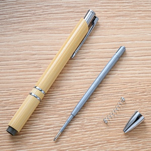 Macson thân thiện với môi tre cổ điển nhấp chuột thẳng ballpen tái sử dụng khắc tre Báo Chí bút động vật logo sản phẩm - Product Image 4