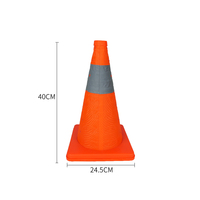 Cônes de signalisation routière pliables de 28 pouces avec bandes réfléchissantes orange, lot de 4