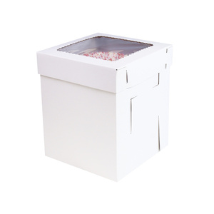 Boîte d'emballage pour gâteaux hauts, laminée mate, avec fenêtre, en carton ondulé durable, blanche, de qualité alimentaire - Product Image 5