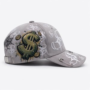 Custom 6 Panel Suede Hat Bling Rhinestone Shiny Silver HF Logo <b>Flat</b> Embroidery Dad <b>Cap</b> for <b>Men</b> Women Fashion Supplier - Product Image 3