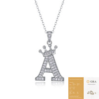 Collier pendentif en argent 925 avec lettres initiales en moissanite taille radiant (26 lettres) pour femme, bijoux tendance, certificat GRA, en stock