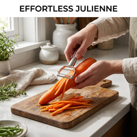 Multifunctionele handmatige roestvrijstalen dubbele julienne-schiller, draaiende aardappel-, fruit- en groentesnijder, spiraalsnijder