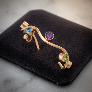 Boucles d'oreilles en laiton faites à la main, bracelet ethnique unisexe plaqué or - Product Image 2