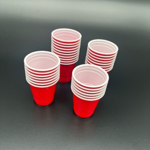Mini tasses en <span class=keywords><strong>plastique</strong></span> jetables rouges de dégustation de H91061-1 2oz pour la fête de Noël - Product Image 2